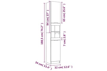 beBasic Baderomsskap høyglans hvit 32x34x188,5 cm konstruert tre - Hvit - Hus & oppussing - Kjøkken & bad - Baderom - Baderomsmøbler & baderomsinnredning - Veggskap & høyskap