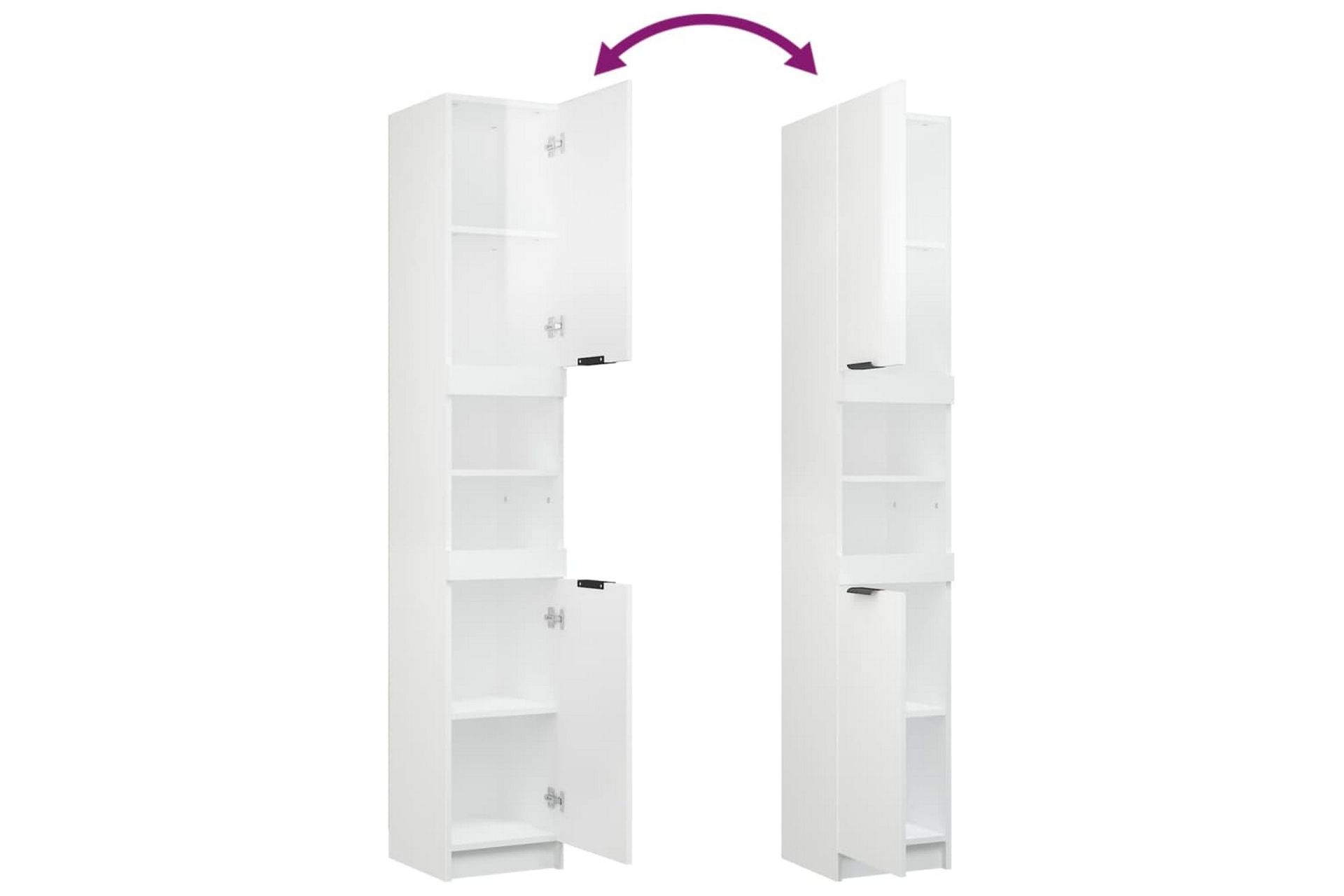 beBasic Baderomsskap høyglans hvit 32x34x188,5 cm konstruert tre - Hvit - Hus & oppussing - Kjøkken & bad - Baderom - Baderomsmøbler & baderomsinnredning - Veggskap & høyskap