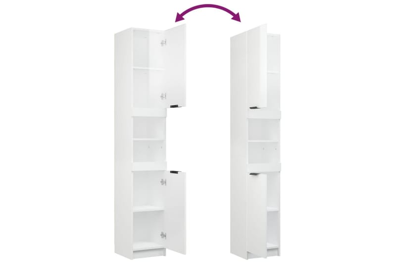 beBasic Baderomsskap høyglans hvit 32x34x188,5 cm konstruert tre - Hvit - Hus & oppussing - Kjøkken & bad - Baderom - Baderomsmøbler & baderomsinnredning - Veggskap & høyskap