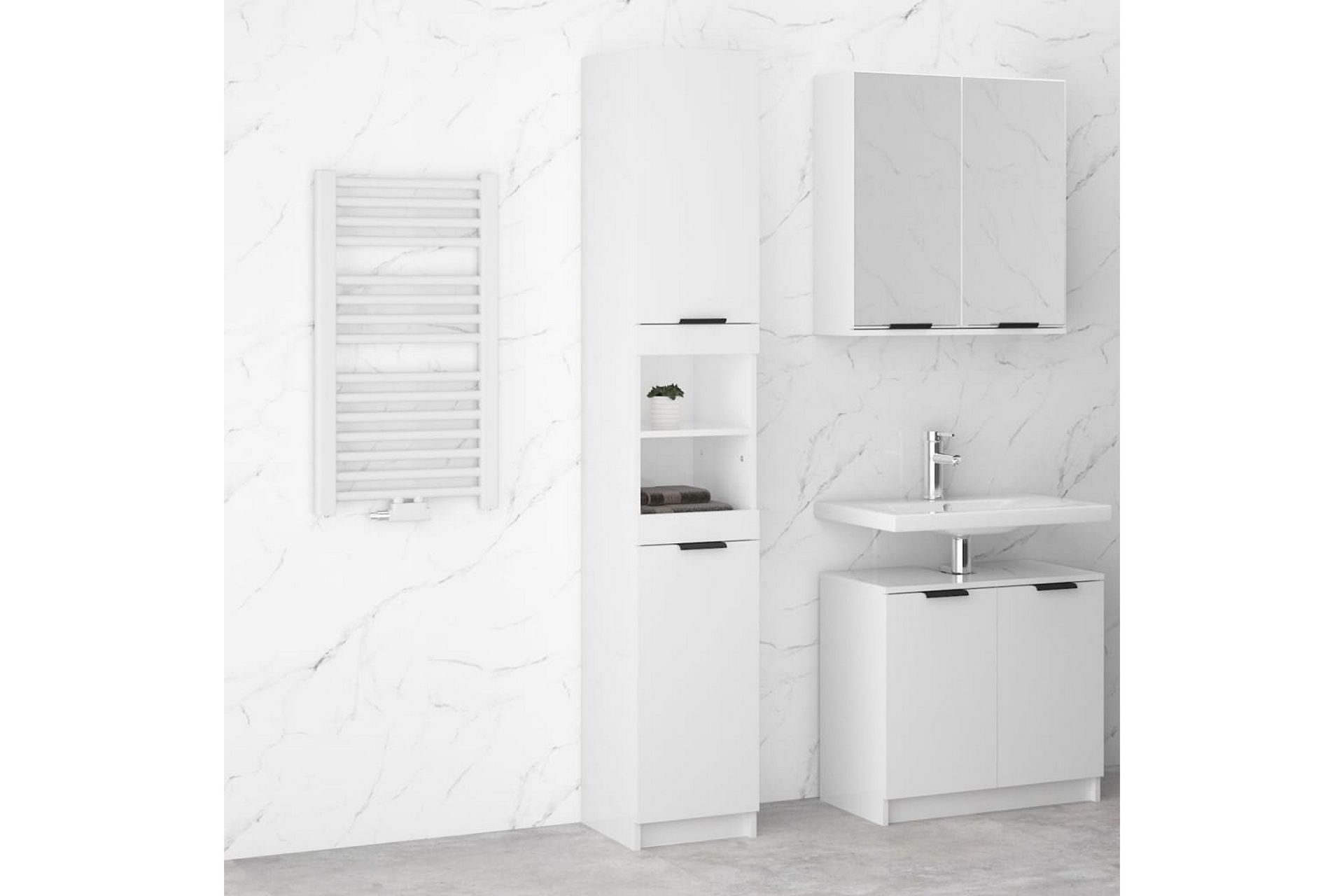 beBasic Baderomsskap høyglans hvit 32x34x188,5 cm konstruert tre - Hvit - Hus & oppussing - Kjøkken & bad - Baderom - Baderomsmøbler & baderomsinnredning - Veggskap & høyskap