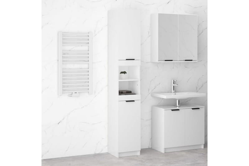 beBasic Baderomsskap høyglans hvit 32x34x188,5 cm konstruert tre - Hvit - Hus & oppussing - Kjøkken & bad - Baderom - Baderomsmøbler & baderomsinnredning - Veggskap & høyskap