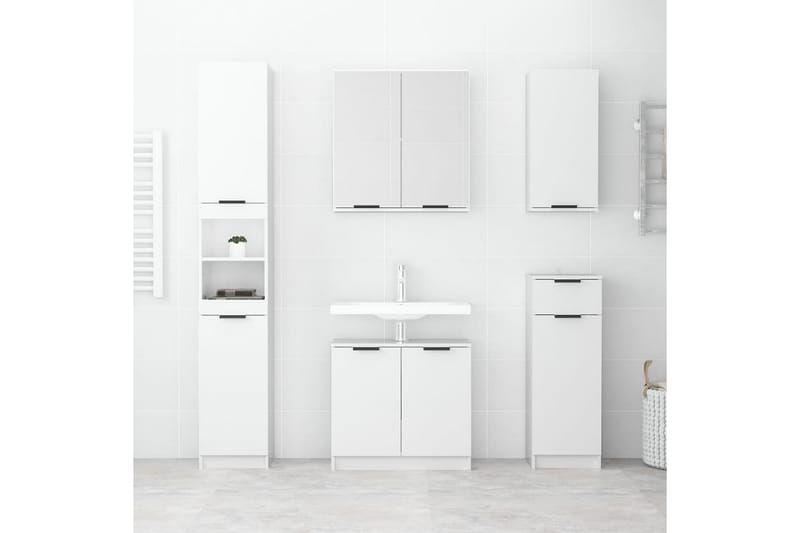 beBasic Baderomsskap høyglans hvit 32x34x188,5 cm konstruert tre - Hvit - Hus & oppussing - Kjøkken & bad - Baderom - Baderomsmøbler & baderomsinnredning - Veggskap & høyskap