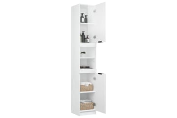 beBasic Baderomsskap høyglans hvit 32x34x188,5 cm konstruert tre - Hvit - Hus & oppussing - Kjøkken & bad - Baderom - Baderomsmøbler & baderomsinnredning - Veggskap & høyskap