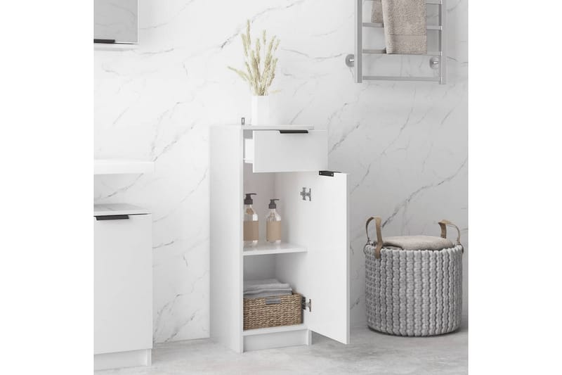 beBasic Baderomsskap høyglans hvit 32x34x90 cm konstruert tre - Hvit - Hus & oppussing - Kjøkken & bad - Baderom - Baderomsmøbler & baderomsinnredning - Baderomsskap