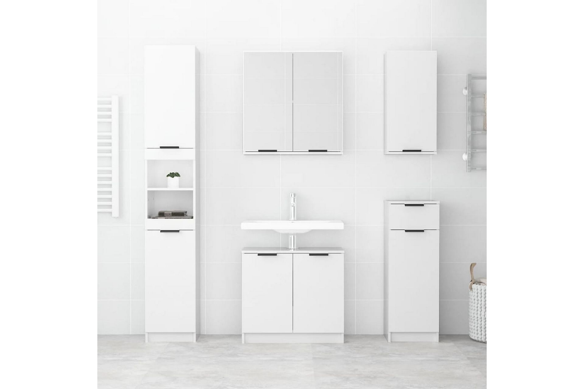 beBasic Baderomsskap høyglans hvit 64,5x33,5x59 cm konstruert tre - Hvit - Hus & oppussing - Kjøkken & bad - Baderom - Baderomsmøbler & baderomsinnredning - Baderomsskap
