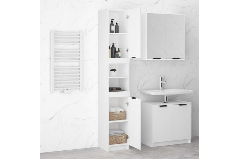 beBasic Baderomsskap hvit 32x34x188,5 cm konstruert tre - Hvit - Hus & oppussing - Kjøkken & bad - Baderom - Baderomsmøbler & baderomsinnredning - Veggskap & høyskap