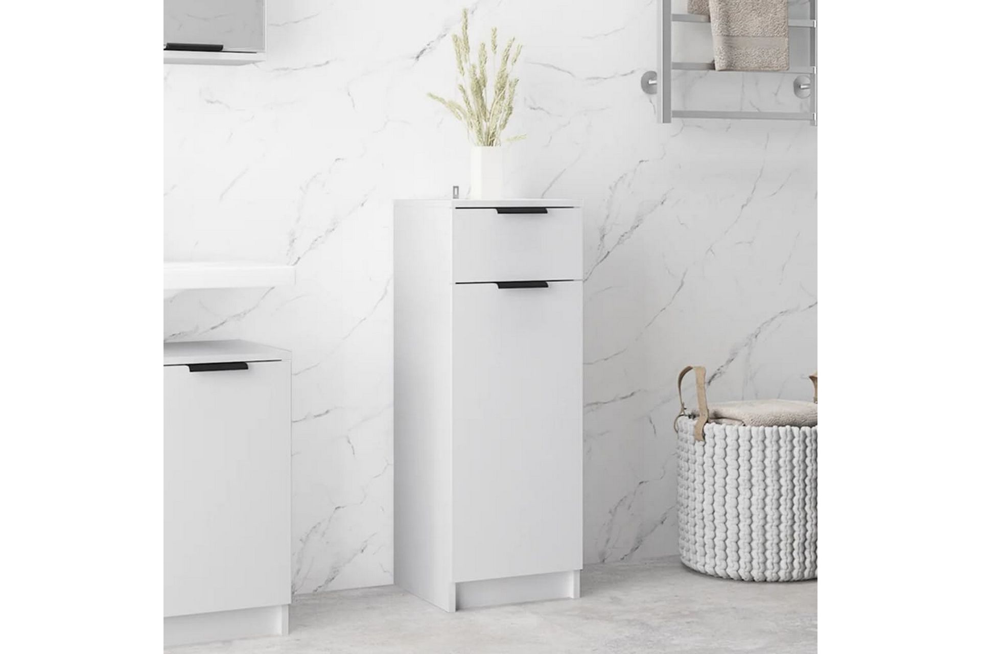 beBasic Baderomsskap hvit 32x34x90 cm konstruert tre - Hvit - Hus & oppussing - Kjøkken & bad - Baderom - Baderomsmøbler & baderomsinnredning - Baderomsskap