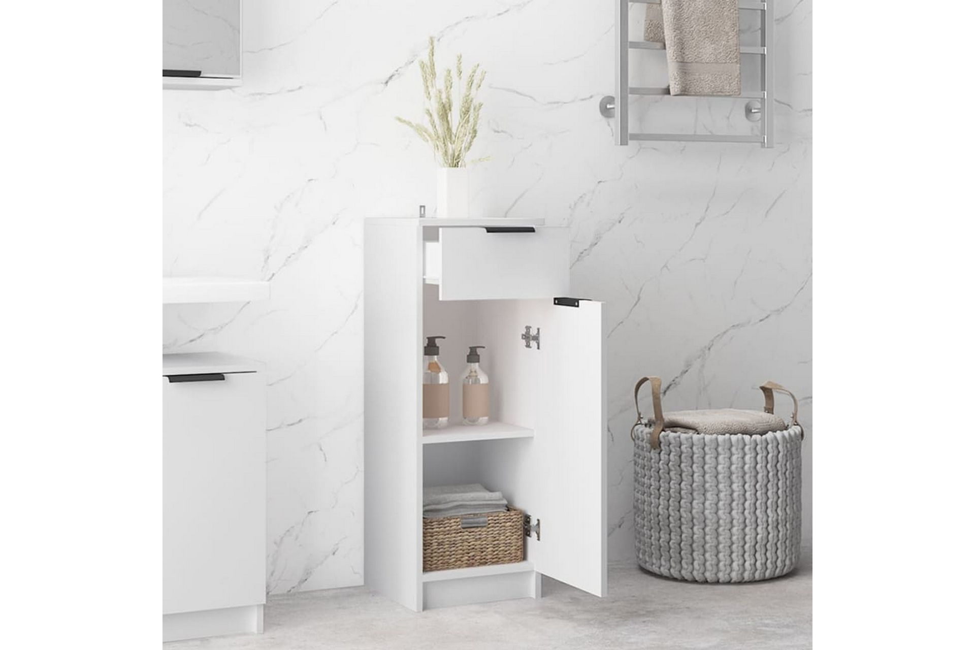 beBasic Baderomsskap hvit 32x34x90 cm konstruert tre - Hvit - Hus & oppussing - Kjøkken & bad - Baderom - Baderomsmøbler & baderomsinnredning - Baderomsskap
