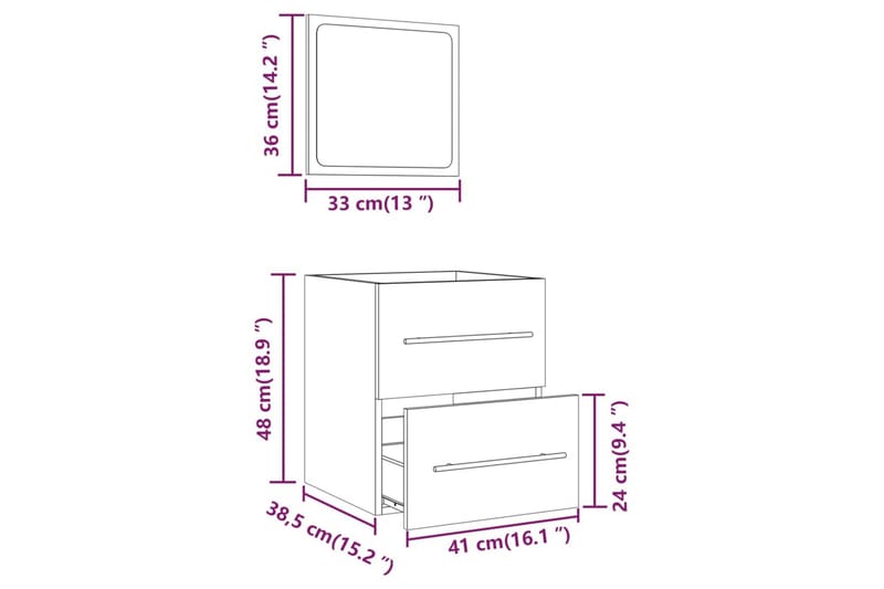 beBasic Baderomsskap med speil hvit 41x38,5x48 cm - Hvit - Hus & oppussing - Kjøkken & bad - Baderom - Baderomsmøbler & baderomsinnredning - Baderomsskap