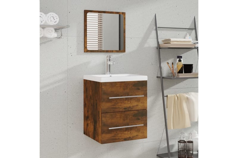 beBasic Baderomsskap med speil røkt eik 41x38,5x48 cm - Brun - Hus & oppussing - Kjøkken & bad - Baderom - Baderomsmøbler & baderomsinnredning - Baderomsskap