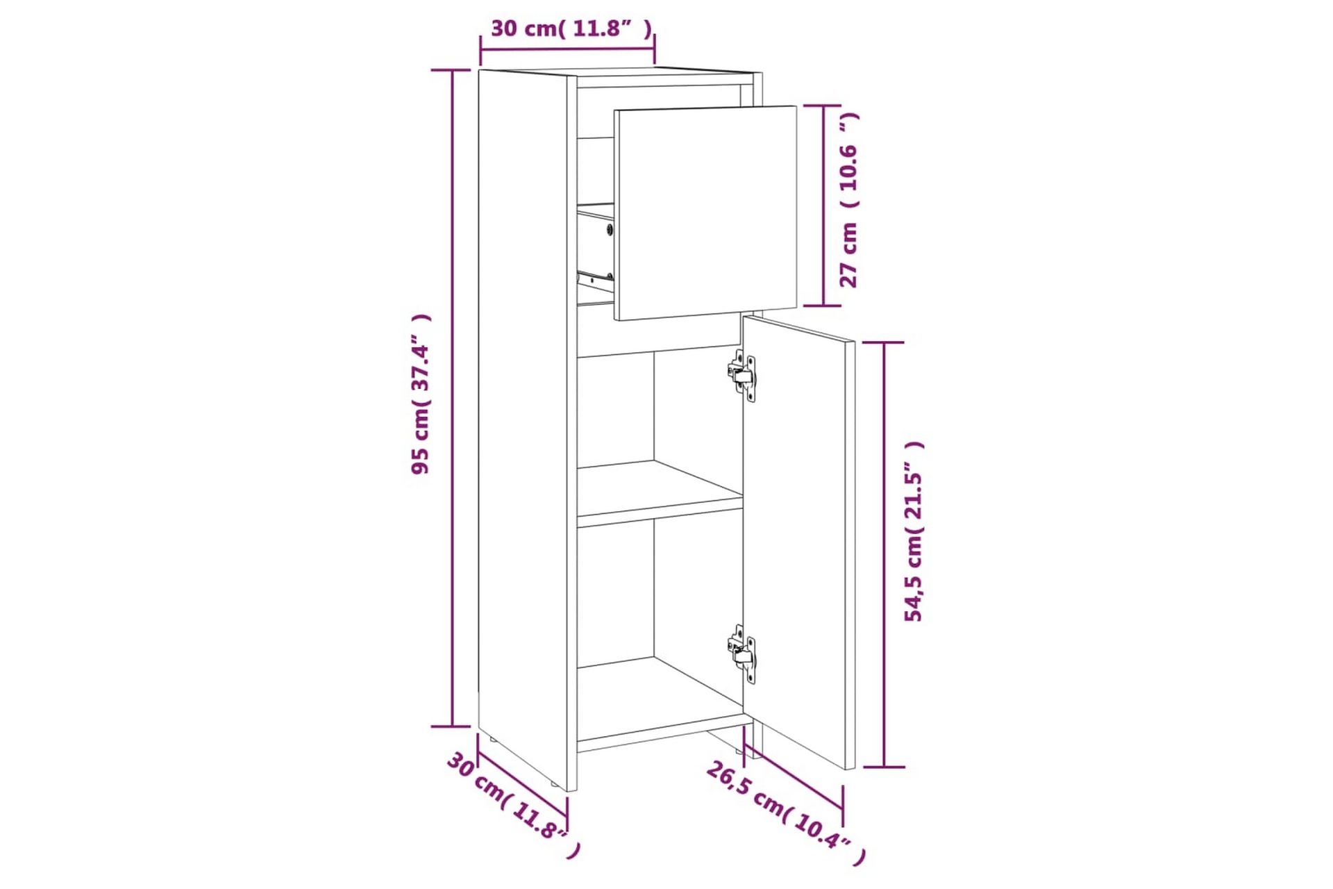 beBasic Baderomsskap røkt eik 30x30x95 cm konstruert tre - Brun - Hus & oppussing - Kjøkken & bad - Baderom - Baderomsmøbler & baderomsinnredning - Baderomsskap