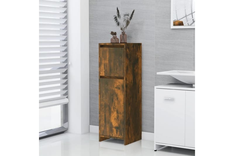 beBasic Baderomsskap røkt eik 30x30x95 cm konstruert tre - Brun - Hus & oppussing - Kjøkken & bad - Baderom - Baderomsmøbler & baderomsinnredning - Baderomsskap