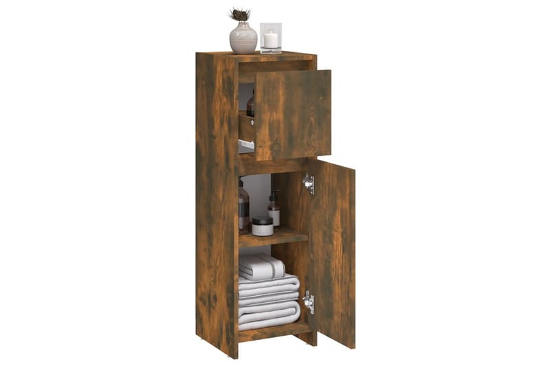 beBasic Baderomsskap røkt eik 30x30x95 cm konstruert tre - Brun - Hus & oppussing - Kjøkken & bad - Baderom - Baderomsmøbler & baderomsinnredning - Baderomsskap