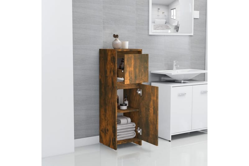 beBasic Baderomsskap røkt eik 30x30x95 cm konstruert tre - Brun - Hus & oppussing - Kjøkken & bad - Baderom - Baderomsmøbler & baderomsinnredning - Baderomsskap