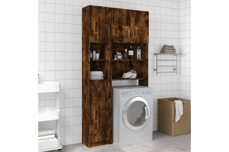 beBasic Baderomsskap røkt eik 32x25,5x190 cm konstruert tre - Brun - Hus & oppussing - Kjøkken & bad - Baderom - Baderomsmøbler & baderomsinnredning - Veggskap & høyskap