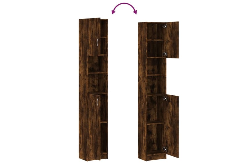beBasic Baderomsskap røkt eik 32x25,5x190 cm konstruert tre - Brun - Hus & oppussing - Kjøkken & bad - Baderom - Baderomsmøbler & baderomsinnredning - Veggskap & høyskap
