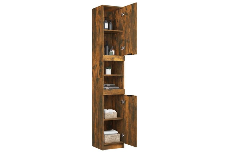 beBasic Baderomsskap røkt eik 32x34x188,5 cm konstruert tre - Brun - Hus & oppussing - Kjøkken & bad - Baderom - Baderomsmøbler & baderomsinnredning - Veggskap & høyskap