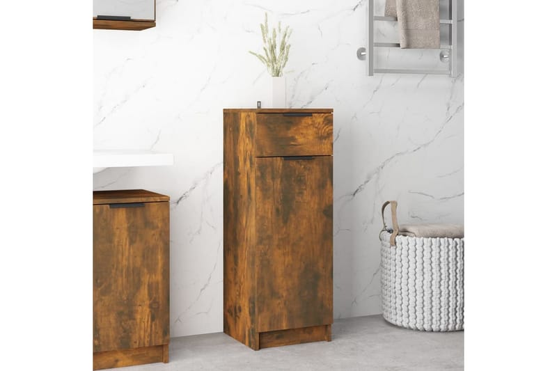beBasic Baderomsskap røkt eik 32x34x90 cm konstruert tre - Brun - Hus & oppussing - Kjøkken & bad - Baderom - Baderomsmøbler & baderomsinnredning - Baderomsskap