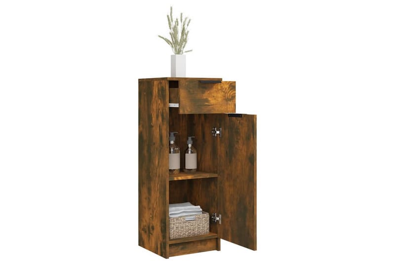 beBasic Baderomsskap røkt eik 32x34x90 cm konstruert tre - Brun - Hus & oppussing - Kjøkken & bad - Baderom - Baderomsmøbler & baderomsinnredning - Baderomsskap