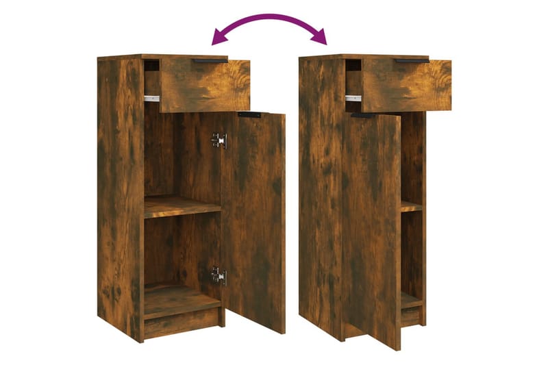 beBasic Baderomsskap røkt eik 32x34x90 cm konstruert tre - Brun - Hus & oppussing - Kjøkken & bad - Baderom - Baderomsmøbler & baderomsinnredning - Baderomsskap