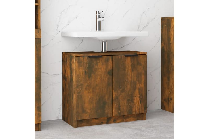 beBasic Baderomsskap røkt eik 64,5x33,5x59 cm konstruert tre - Brun - Hus & oppussing - Kjøkken & bad - Baderom - Baderomsmøbler & baderomsinnredning - Baderomsskap