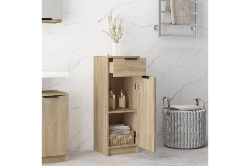 beBasic Baderomsskap sonoma eik 32x34x90 cm konstruert tre - Brun - Hus & oppussing - Kjøkken & bad - Baderom - Baderomsmøbler & baderomsinnredning - Baderomsskap