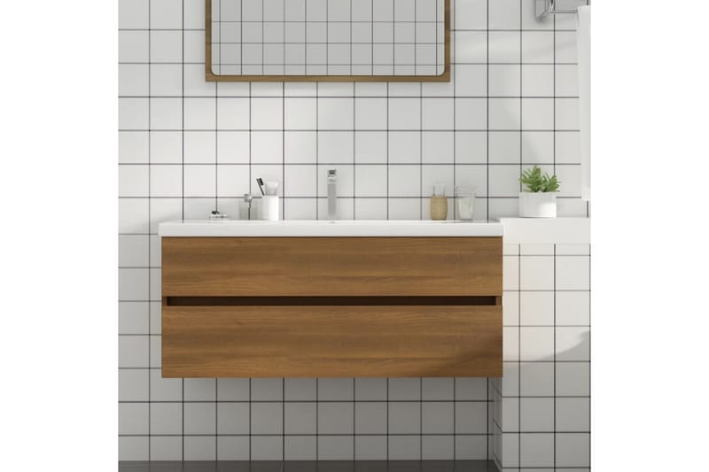 beBasic Servantskap brun eik 100x38,5x45 cm konstruert tre - Brun - Hus & oppussing - Kjøkken & bad - Baderom - Baderomsmøbler & baderomsinnredning - Servantskap & kommode