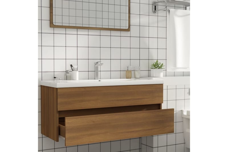 beBasic Servantskap brun eik 100x38,5x45 cm konstruert tre - Brun - Hus & oppussing - Kjøkken & bad - Baderom - Baderomsmøbler & baderomsinnredning - Servantskap & kommode