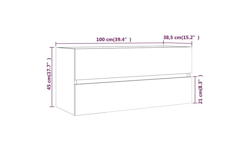 beBasic Servantskap brun eik 100x38,5x45 cm konstruert tre - Brun - Hus & oppussing - Kjøkken & bad - Baderom - Baderomsmøbler & baderomsinnredning - Servantskap & kommode