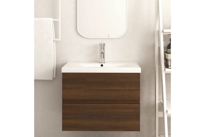 beBasic Servantskap brun eik 60x38,5x45 cm konstruert tre - Brun - Hus & oppussing - Kjøkken & bad - Baderom - Baderomsmøbler & baderomsinnredning - Servantskap & kommode