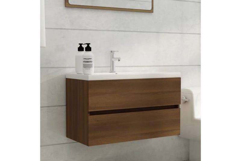 beBasic Servantskap brun eik 80x38,5x45 cm konstruert tre - Brun - Hus & oppussing - Kjøkken & bad - Baderom - Baderomsmøbler & baderomsinnredning - Servantskap & kommode