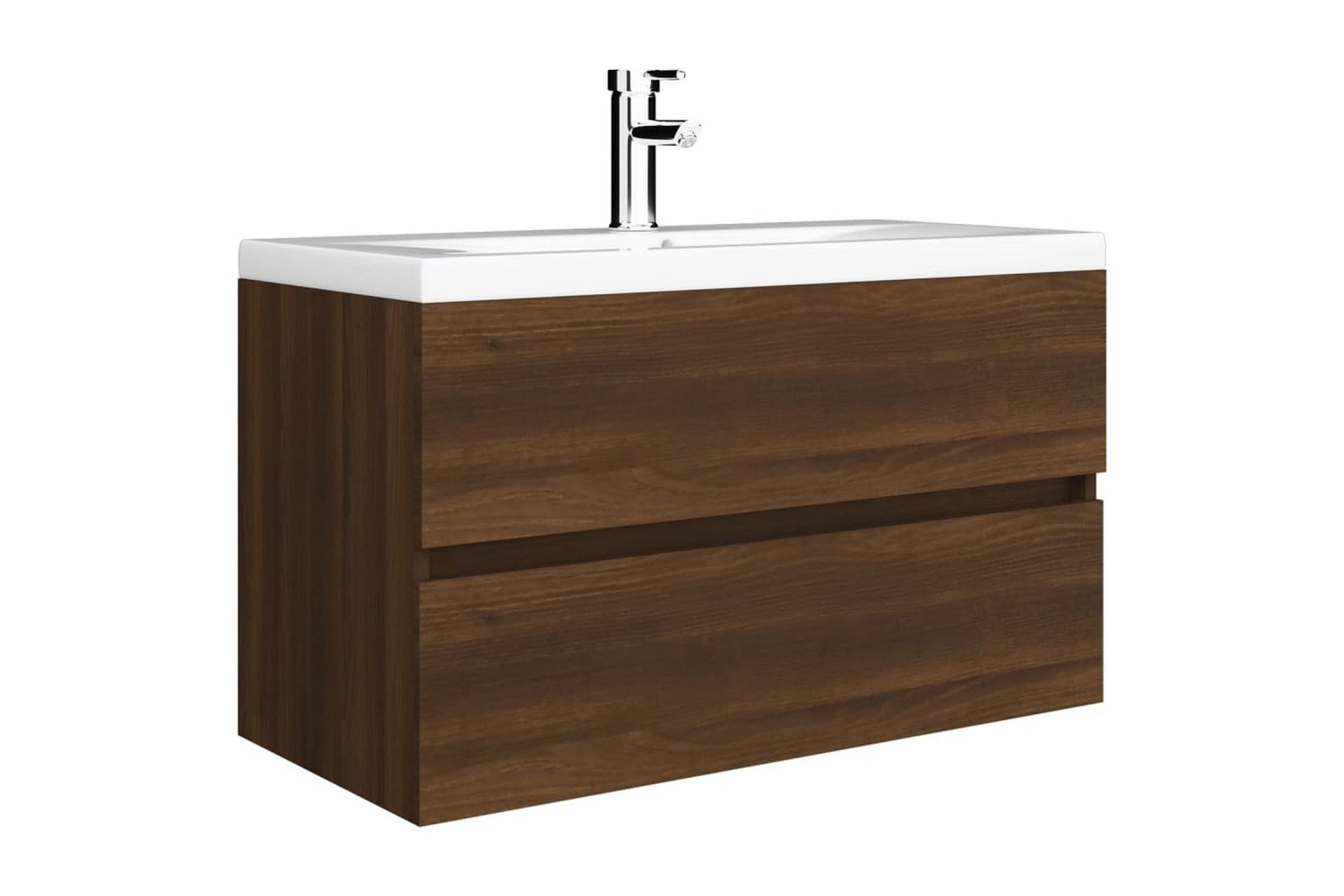beBasic Servantskap brun eik 80x38,5x45 cm konstruert tre - Brun - Hus & oppussing - Kjøkken & bad - Baderom - Baderomsmøbler & baderomsinnredning - Servantskap & kommode