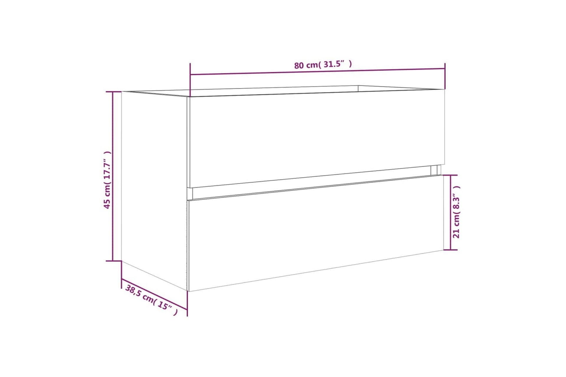 beBasic Servantskap brun eik 80x38,5x45 cm konstruert tre - Brun - Hus & oppussing - Kjøkken & bad - Baderom - Baderomsmøbler & baderomsinnredning - Servantskap & kommode