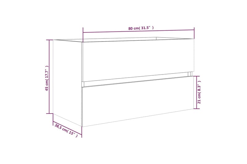 beBasic Servantskap brun eik 80x38,5x45 cm konstruert tre - Brun - Servantskap & kommode