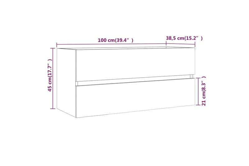 beBasic Servantskap grå sonoma 100x38,5x45 cm konstruert tre - GrÃ¥ - Hus & oppussing - Kjøkken & bad - Baderom - Baderomsmøbler & baderomsinnredning - Servantskap & kommode