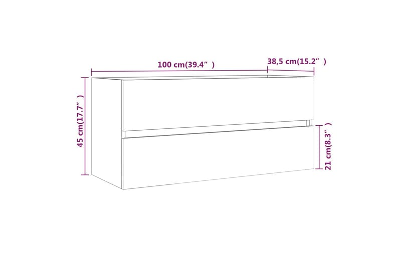 beBasic Servantskap grå sonoma 100x38,5x45 cm konstruert tre - GrÃ¥ - Servantskap & kommode