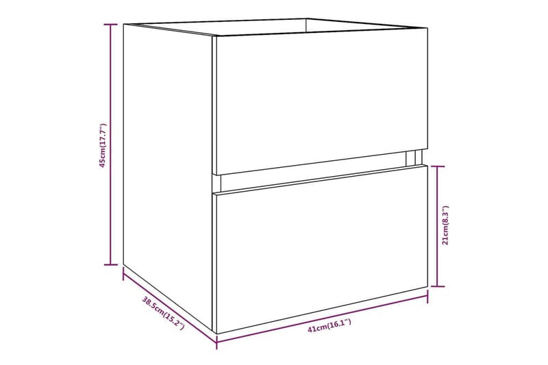 beBasic Servantskap røkt eik 41x38,5x45 cm konstruert tre - Brun - Servantskap & kommode