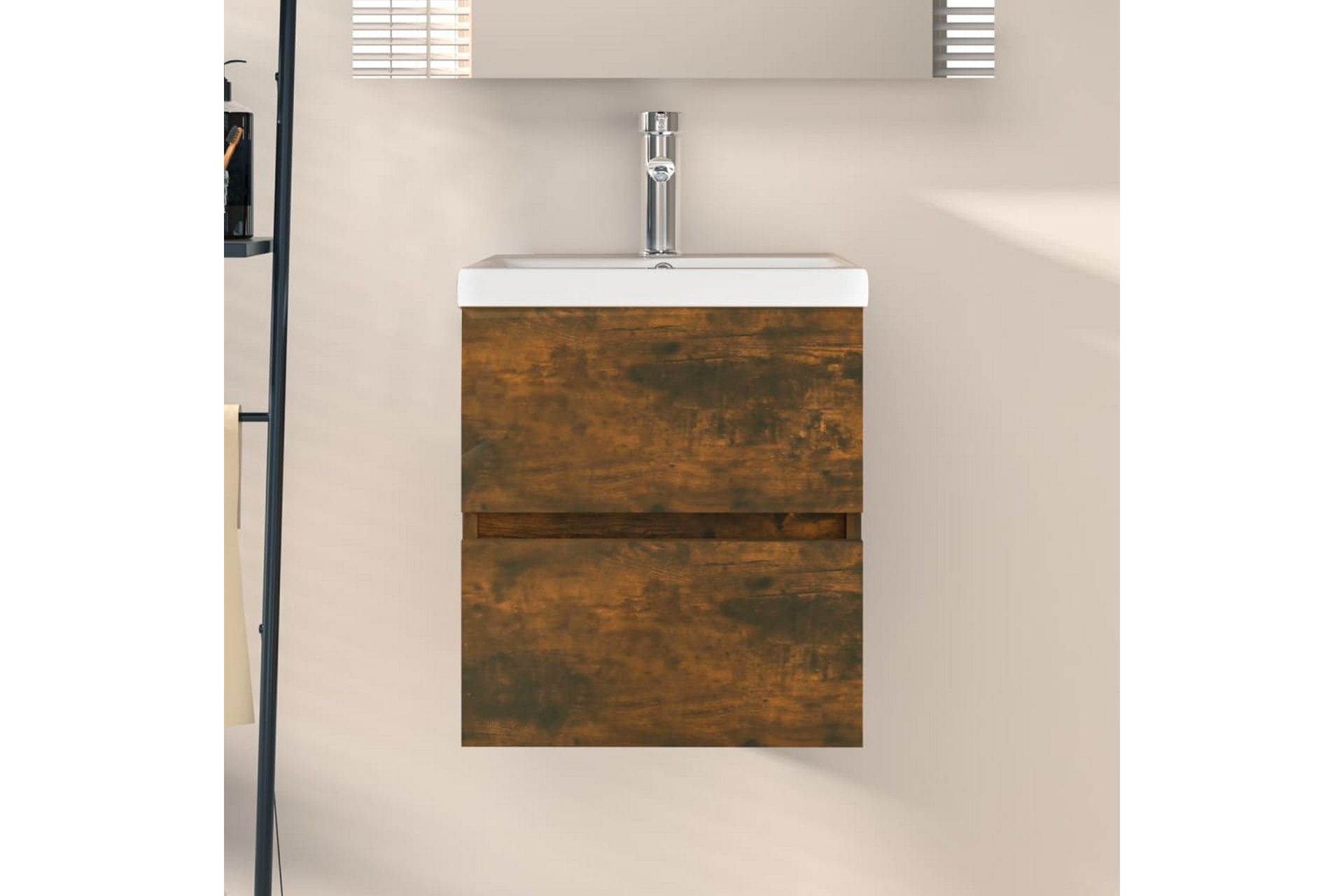 beBasic Servantskap røkt eik 41x38,5x45 cm konstruert tre - Brun - Hus & oppussing - Kjøkken & bad - Baderom - Baderomsmøbler & baderomsinnredning - Servantskap & kommode