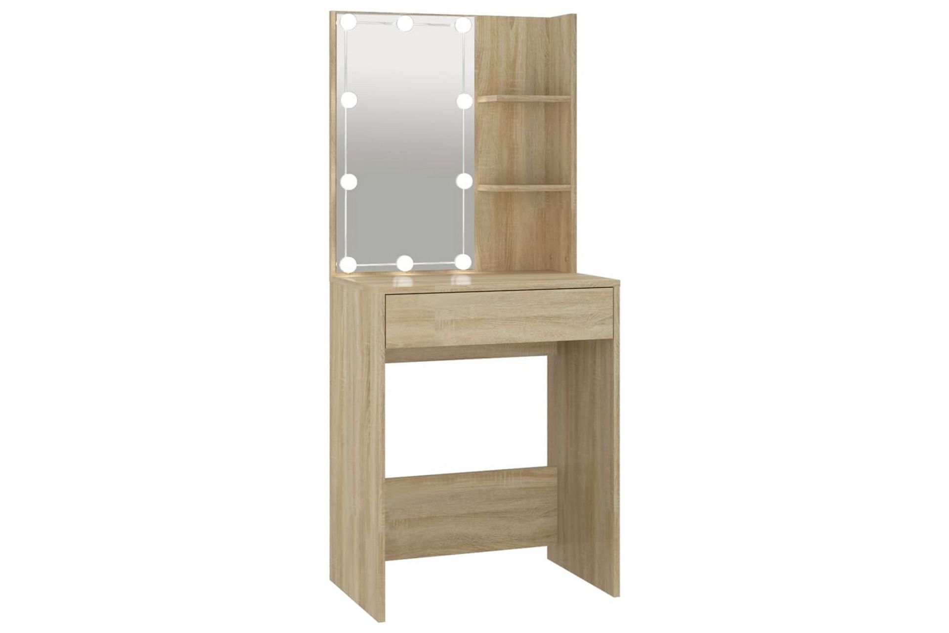 beBasic Sminkebord med LED sonoma eik 60x40x140 cm - Brun - Hus & oppussing - Kjøkken & bad - Baderom - Baderomsmøbler & baderomsinnredning - Speilskap