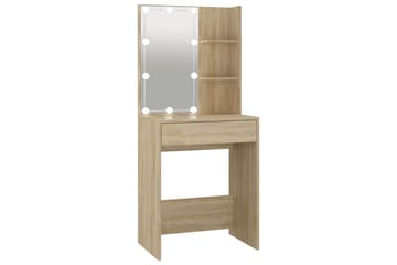 beBasic Sminkebord med LED sonoma eik 60x40x140 cm - Brun - Hus & oppussing - Kjøkken & bad - Baderom - Baderomsmøbler & baderomsinnredning - Speilskap