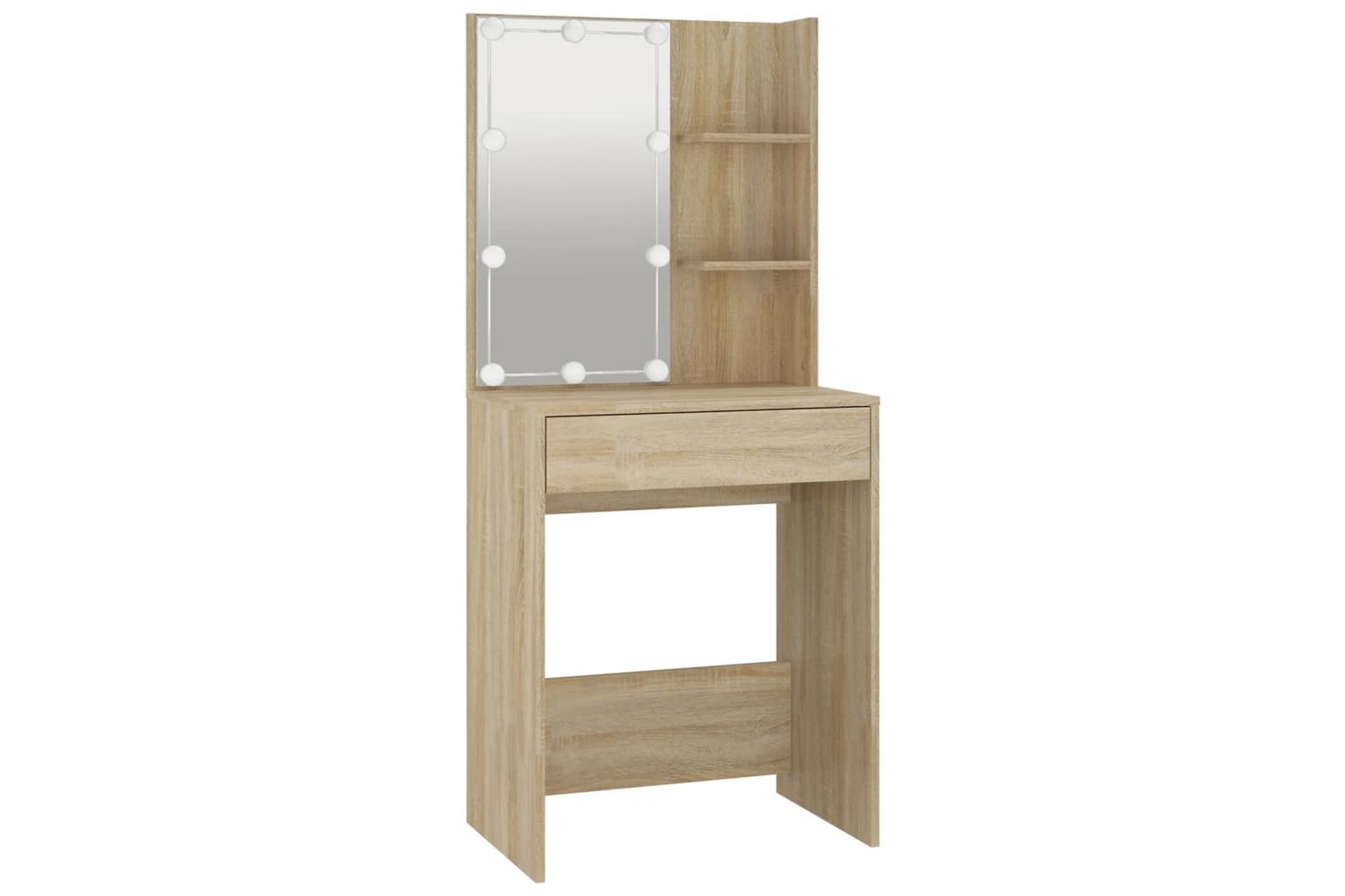 beBasic Sminkebord med LED sonoma eik 60x40x140 cm - Brun - Hus & oppussing - Kjøkken & bad - Baderom - Baderomsmøbler & baderomsinnredning - Speilskap