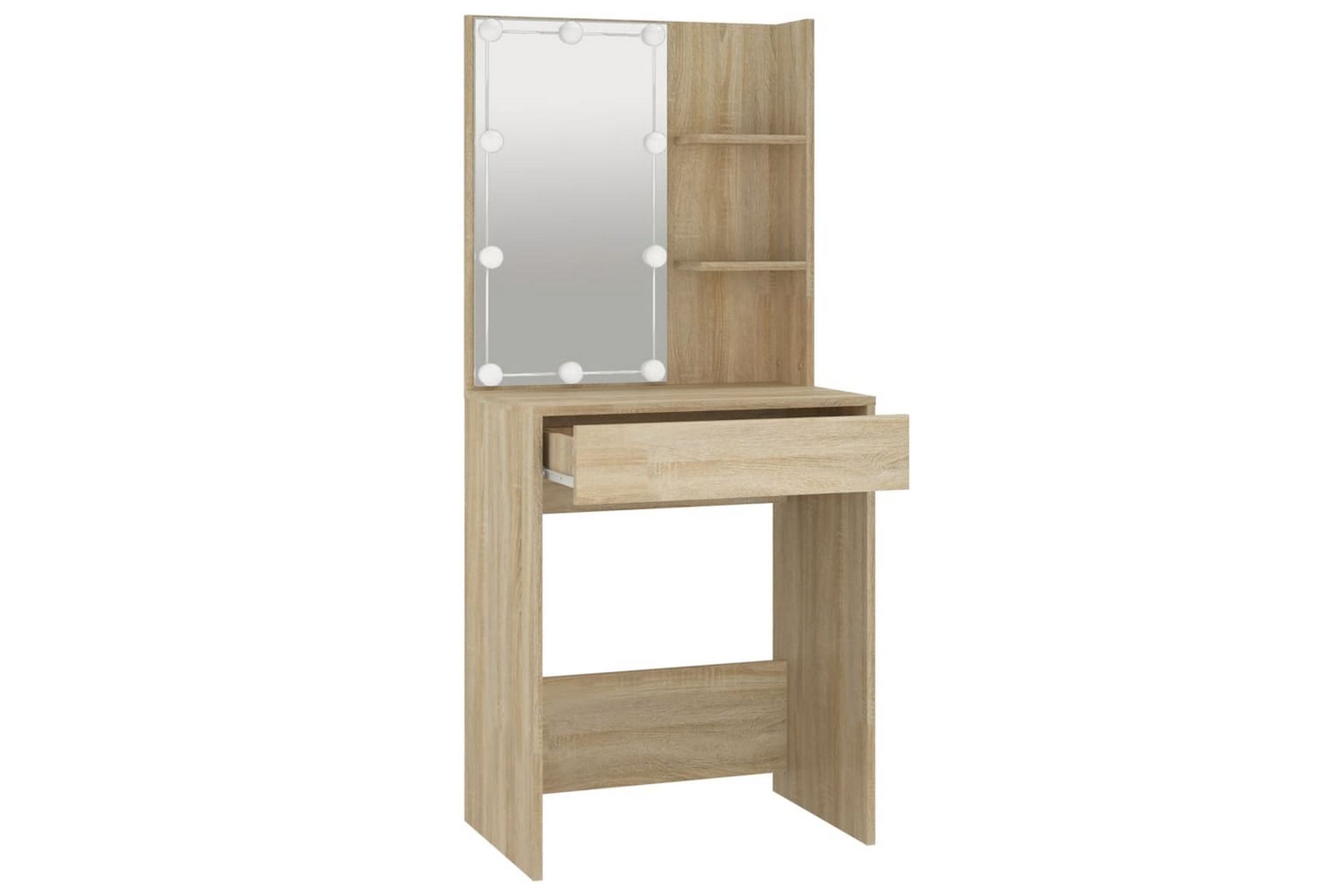 beBasic Sminkebord med LED sonoma eik 60x40x140 cm - Brun - Hus & oppussing - Kjøkken & bad - Baderom - Baderomsmøbler & baderomsinnredning - Speilskap