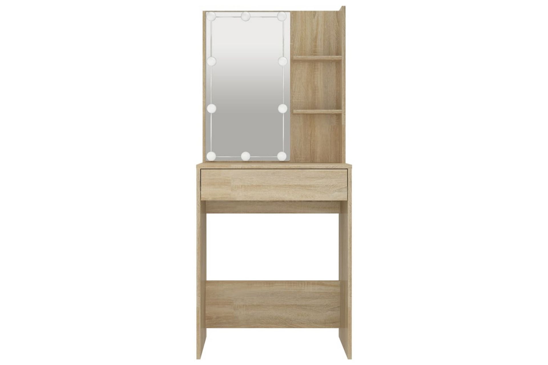 beBasic Sminkebord med LED sonoma eik 60x40x140 cm - Brun - Hus & oppussing - Kjøkken & bad - Baderom - Baderomsmøbler & baderomsinnredning - Speilskap