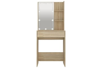 beBasic Sminkebord med LED sonoma eik 60x40x140 cm - Brun - Hus & oppussing - Kjøkken & bad - Baderom - Baderomsmøbler & baderomsinnredning - Speilskap