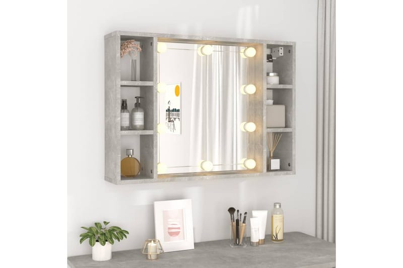 beBasic Speilskap med LED betonggrå 76x15x55 cm - GrÃ¥ - Hus & oppussing - Kjøkken & bad - Baderom - Baderomsmøbler & baderomsinnredning - Speilskap