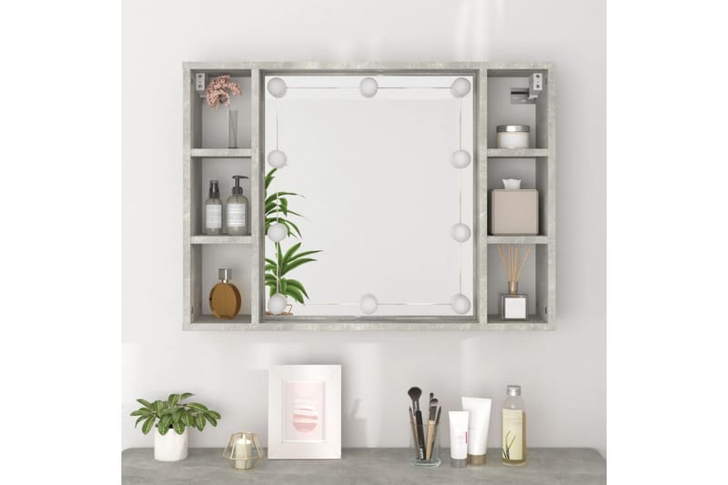 beBasic Speilskap med LED betonggrå 76x15x55 cm - GrÃ¥ - Hus & oppussing - Kjøkken & bad - Baderom - Baderomsmøbler & baderomsinnredning - Speilskap