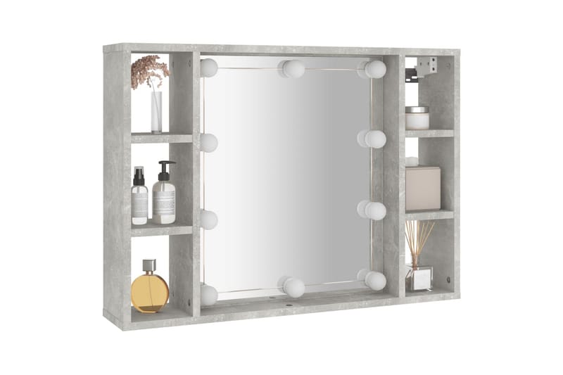 beBasic Speilskap med LED betonggrå 76x15x55 cm - GrÃ¥ - Hus & oppussing - Kjøkken & bad - Baderom - Baderomsmøbler & baderomsinnredning - Speilskap