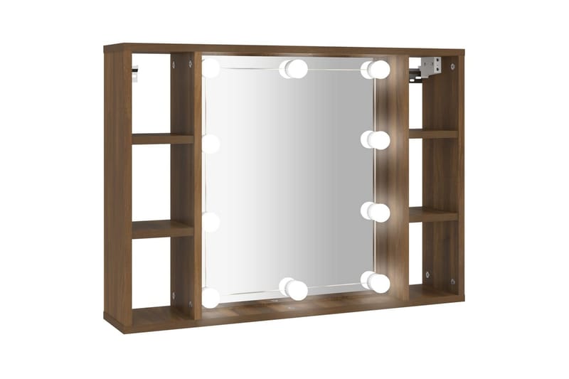 beBasic Speilskap med LED brun eik 76x15x55 cm - Brun - Hus & oppussing - Kjøkken & bad - Baderom - Baderomsmøbler & baderomsinnredning - Speilskap