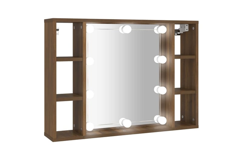 beBasic Speilskap med LED brun eik 76x15x55 cm - Brun - Speilskap