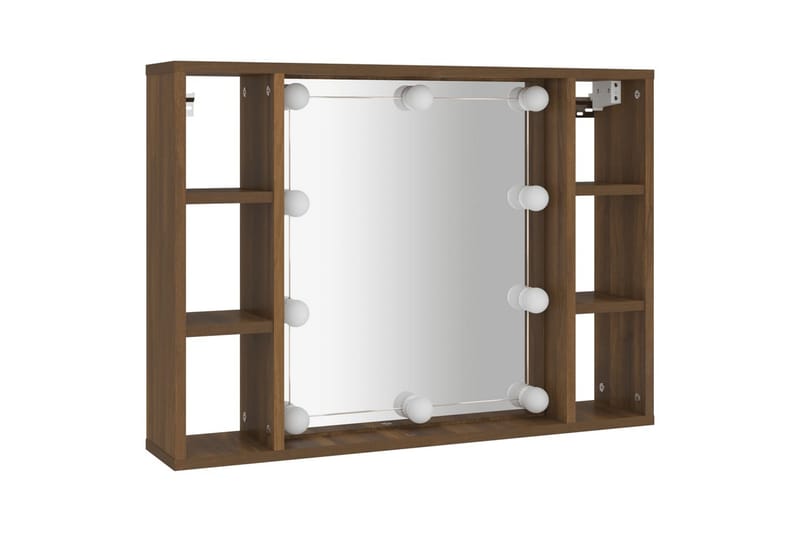 beBasic Speilskap med LED brun eik 76x15x55 cm - Brun - Hus & oppussing - Kjøkken & bad - Baderom - Baderomsmøbler & baderomsinnredning - Speilskap